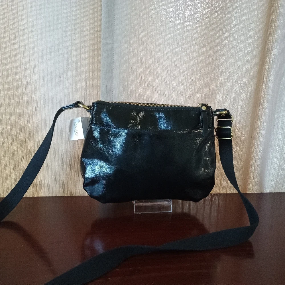 Coach Poppy Black Patent Leather Shoulder Bag NWT
